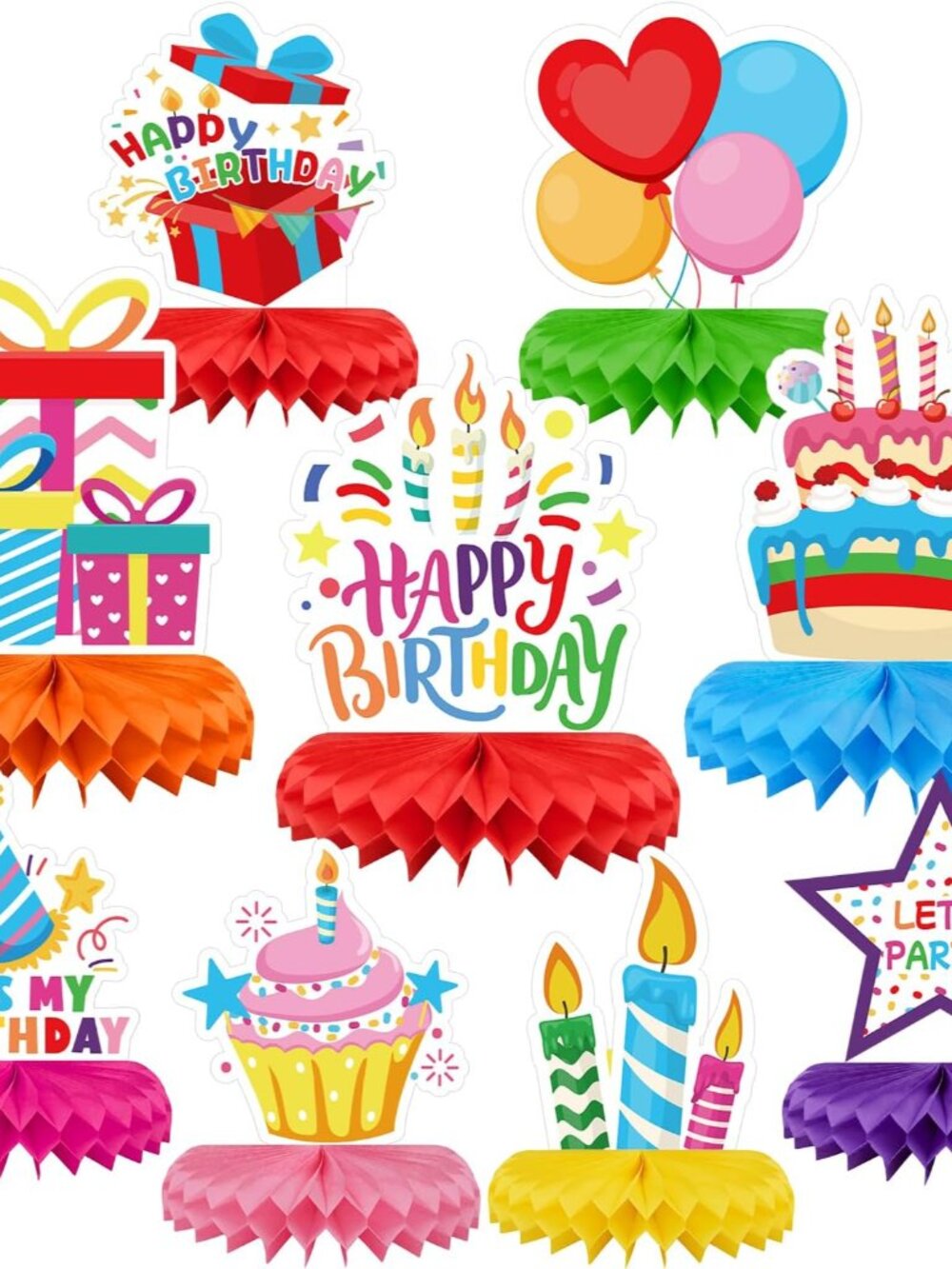 9 Pieces Birthday Table Decorations, Happy Birthday Decorations & Table Centerpi